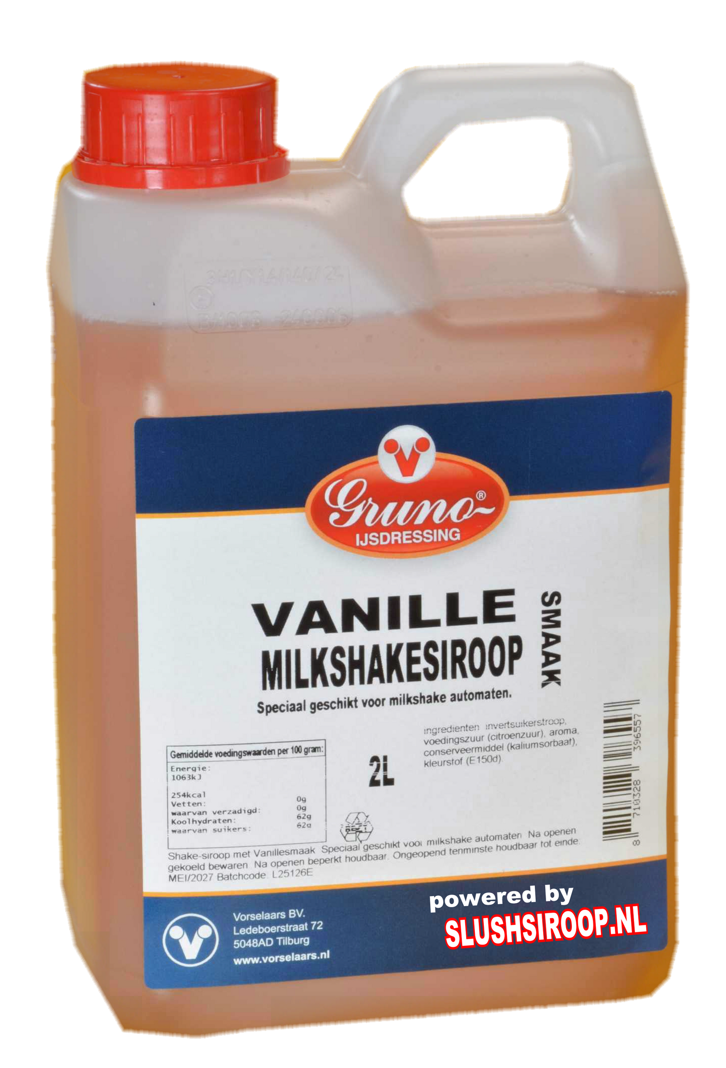 GRUNO - MilaNNE Milkshakesiroop VANILLE smaak, tank a, 2 liter