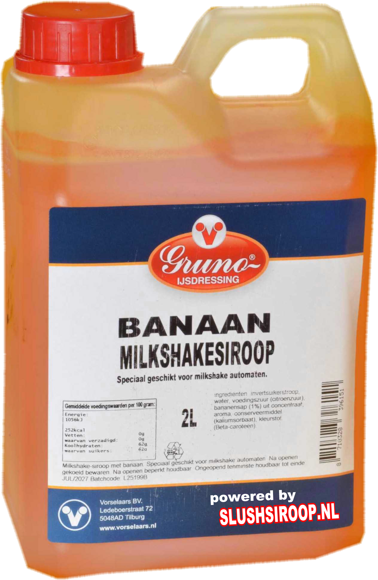 GRUNO - MilaNNE Milkshakesiroop BANAAN smaak, tank a, 2 liter