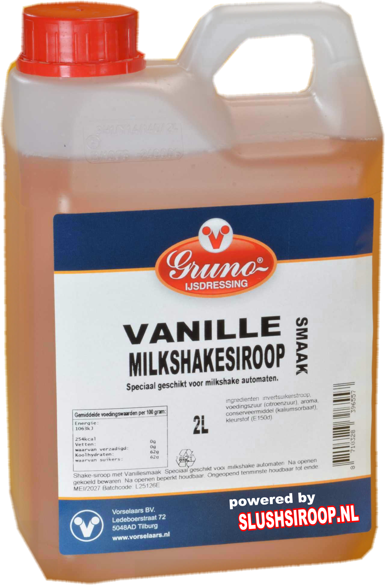GRUNO - MilaNNE Milkshakesiroop VANILLE smaak, tank a, 2 liter