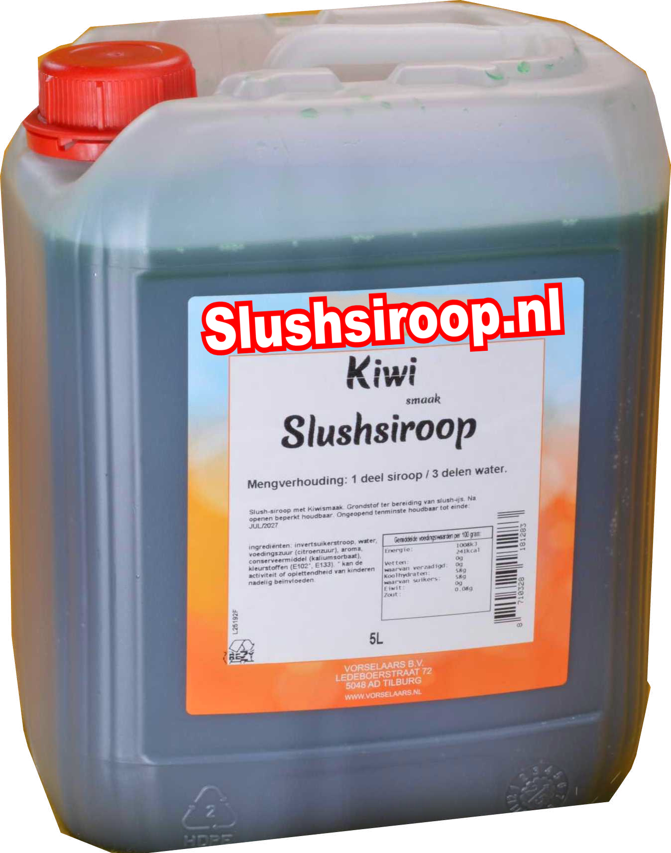 Slushsiroop KIWI smaak - tank met 5 ltr - Vorselaars - Slushsiroop.nl