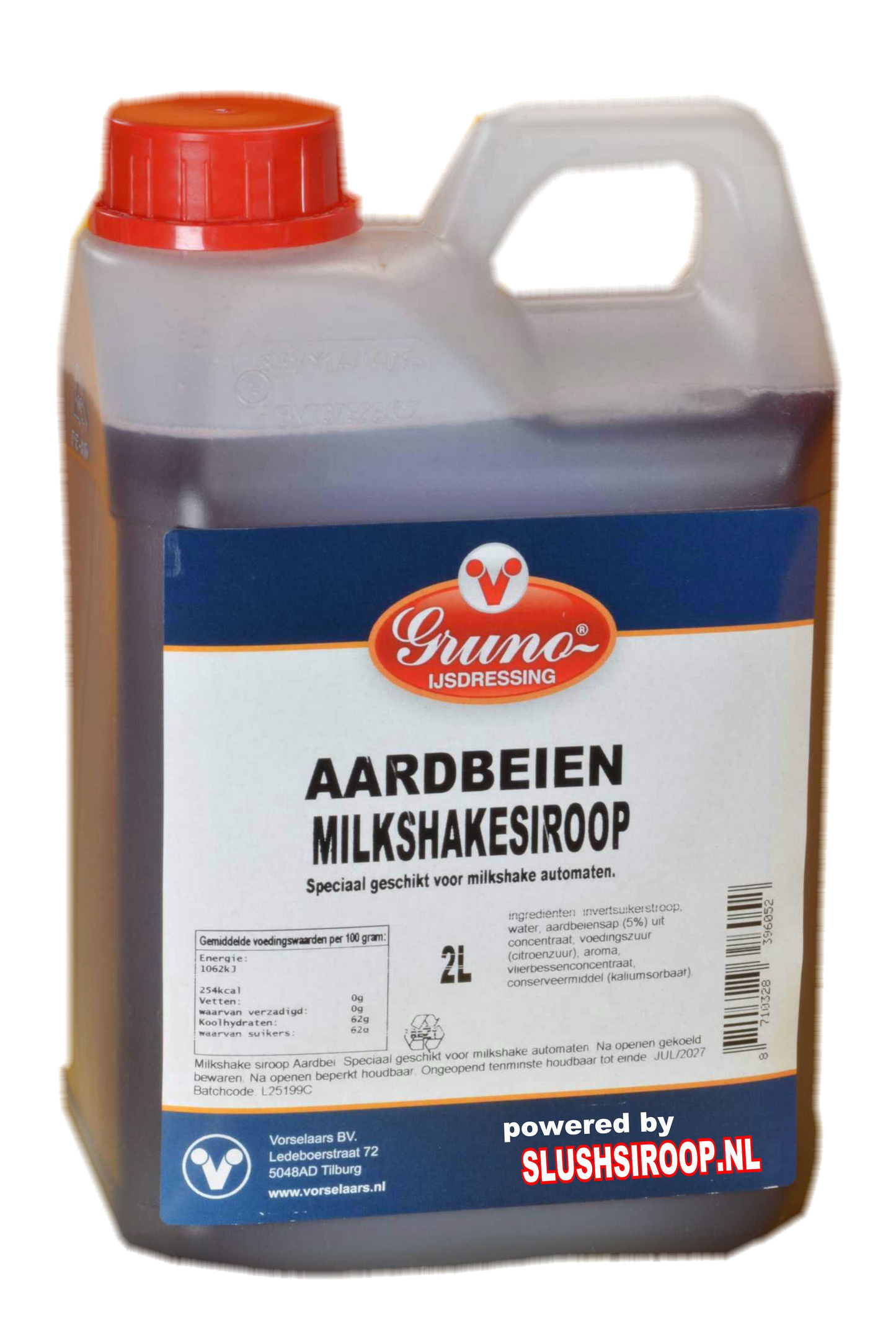GRUNO - MilaNNE Milkshakesiroop AARDBEIEN smaak, tank a, 2 liter