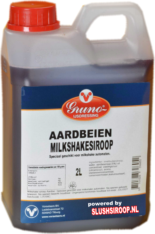 GRUNO - MilaNNE Milkshakesiroop AARDBEIEN smaak, tank a, 2 liter