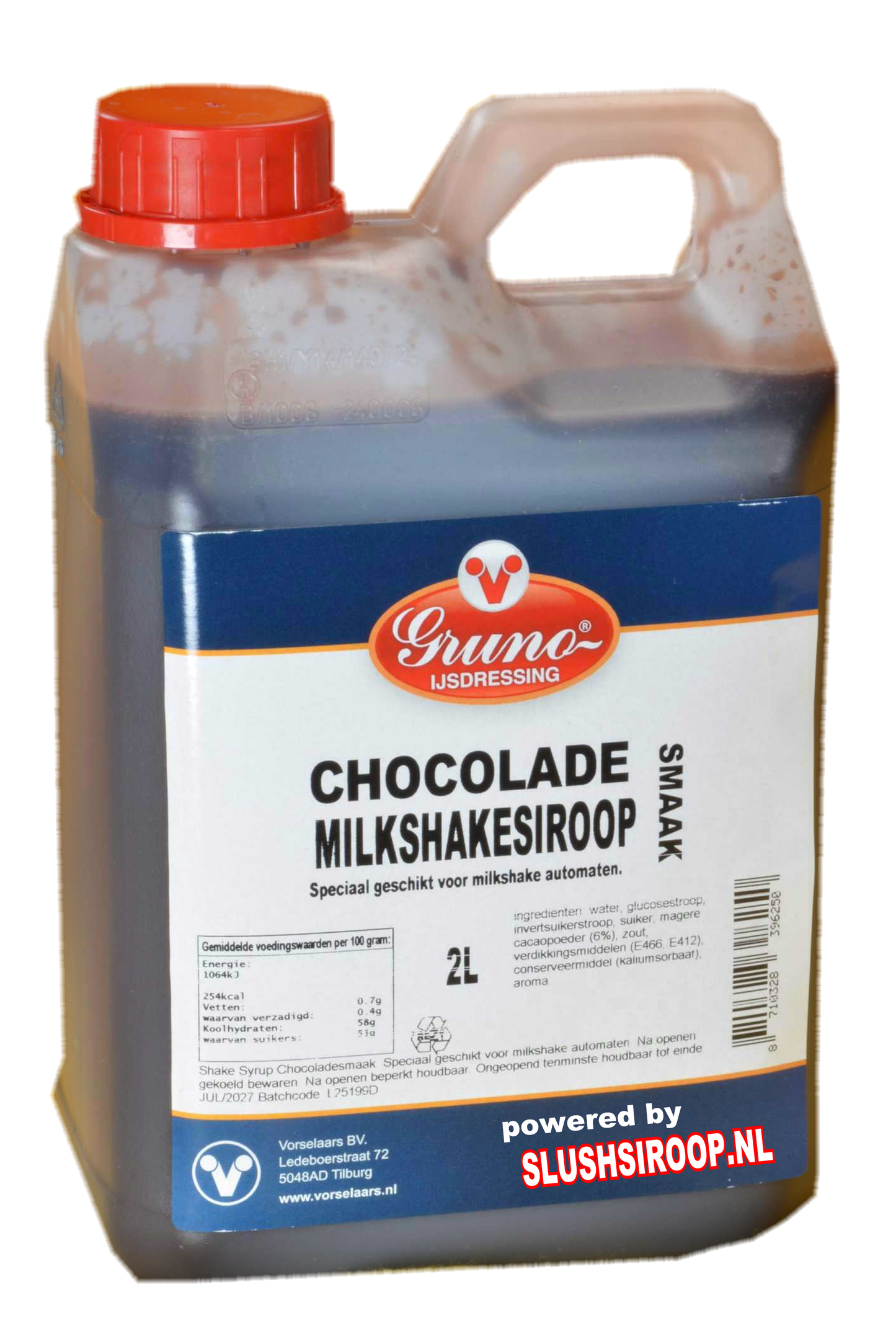 GRUNO - MilaNNE Milkshakesiroop CHOCOLADE smaak, tank a, 2 liter