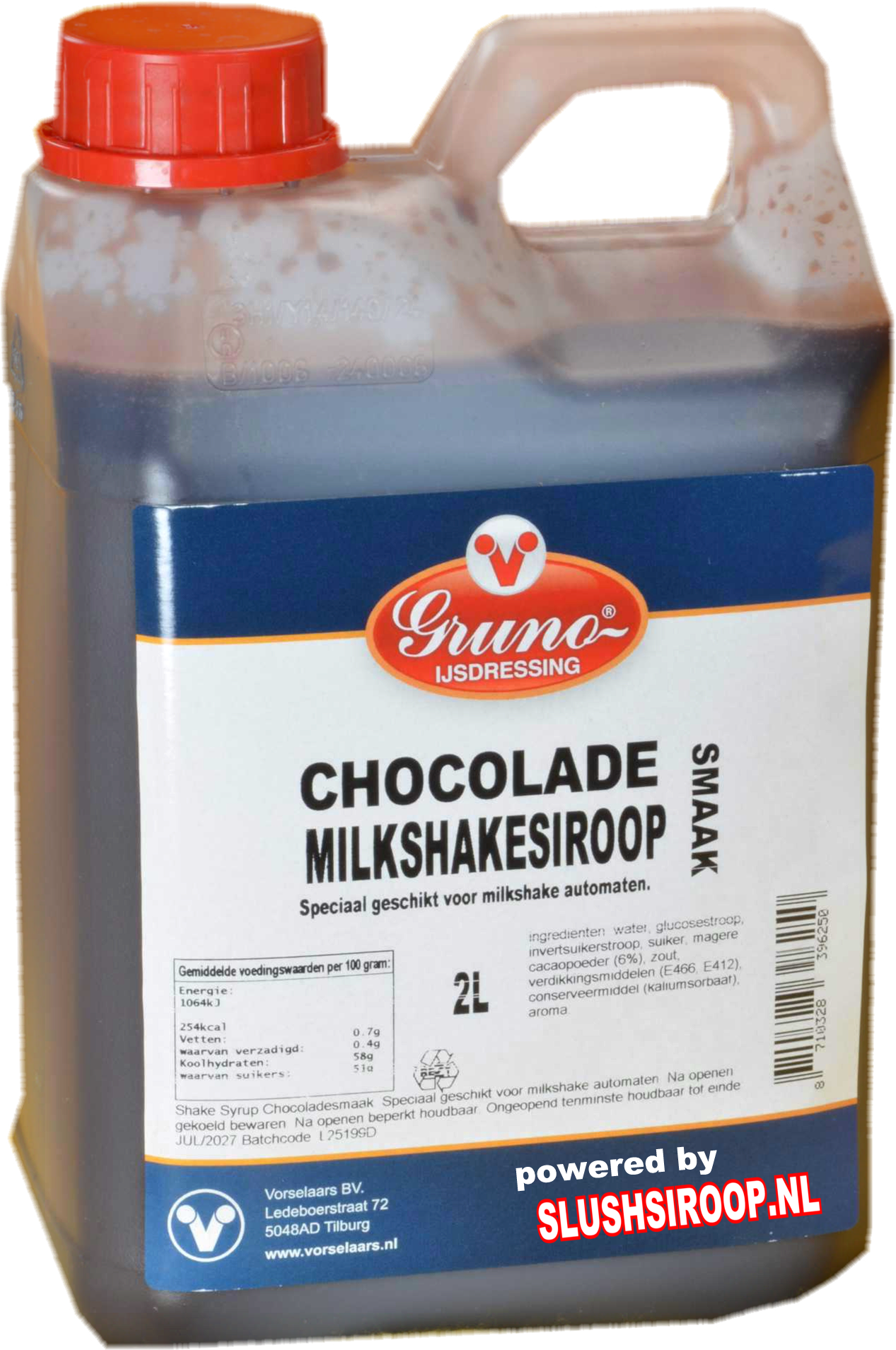 GRUNO - MilaNNE Milkshakesiroop CHOCOLADE smaak, tank a, 2 liter