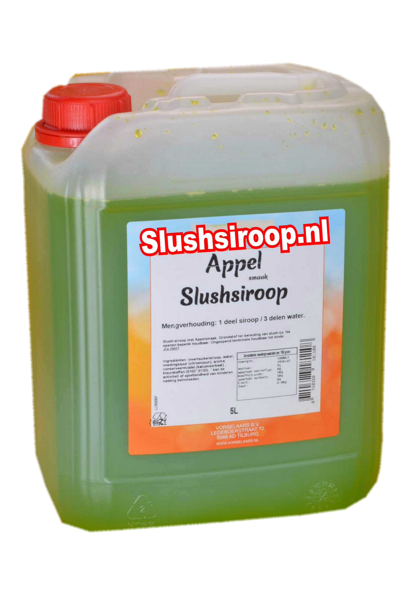Slushsiroop APPEL - tank met 5 ltr - Vorselaars - Slushsiroop.nl