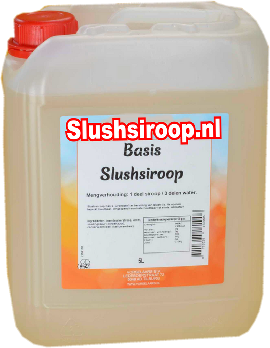 Slushsiroop BASIS-SIROOP - tank met 5 ltr - Vorselaars - Slushsiroop.nl