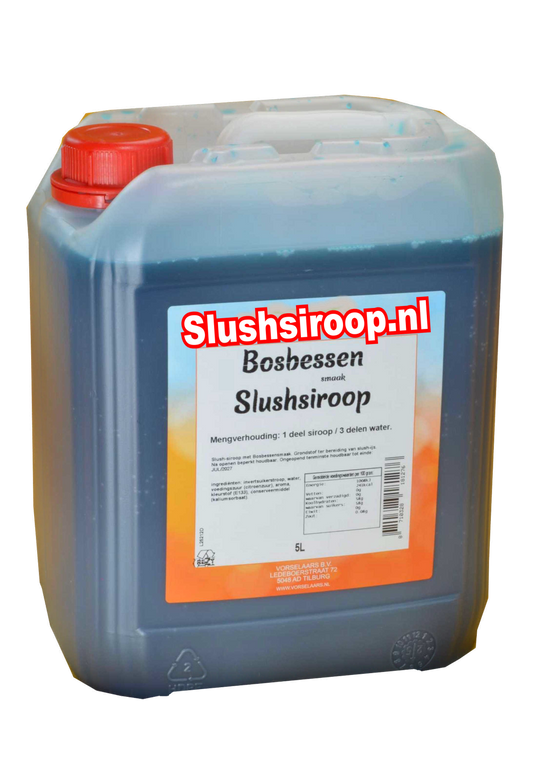 Slushsiroop BOSBESSEN smaak - tank met 5 ltr - Vorselaars - Slushsiroop.nl