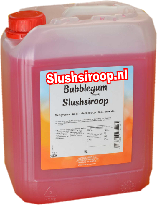 Slushsiroop BUBBLEGUM - tank met 5 ltr - Vorselaars - Slushsiroop.nl