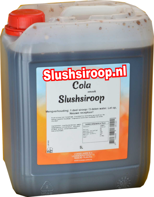 Slushsiroop COLA smaak - tank met 5 ltr - Vorselaars - Slushsiroop.nl