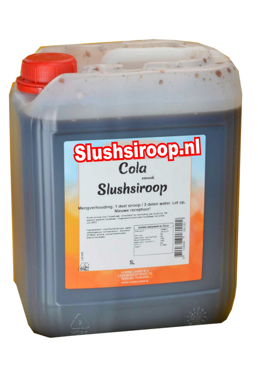 Slushsiroop COLA smaak - tank met 5 ltr - Vorselaars - Slushsiroop.nl