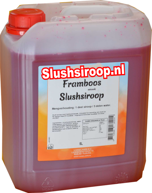 Slushsiroop FRAMBOZEN smaak - tank met 5 ltr - Vorselaars - Slushsiroop.nl