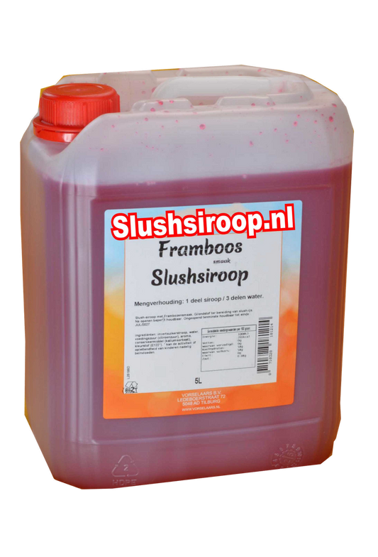 Slushsiroop FRAMBOZEN smaak - tank met 5 ltr - Vorselaars - Slushsiroop.nl