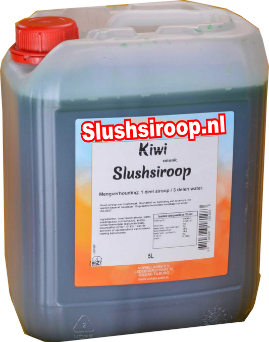 Slushsiroop KIWI smaak - tank met 5 ltr - Vorselaars - Slushsiroop.nl