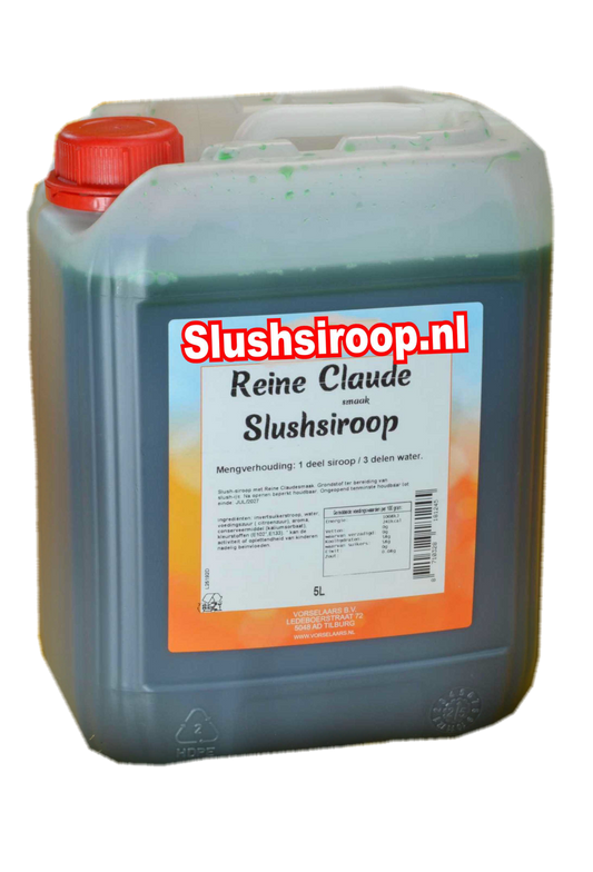 Slushsiroop REINE CLAUDE smaak - tank met 5 ltr - Vorselaars - Slushsiroop.nl