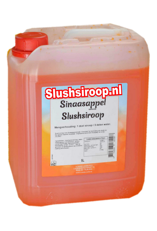 Slushsiroop SINAASAPPEL smaak - tank met 5 ltr - Vorselaars - Slushsiroop.nl