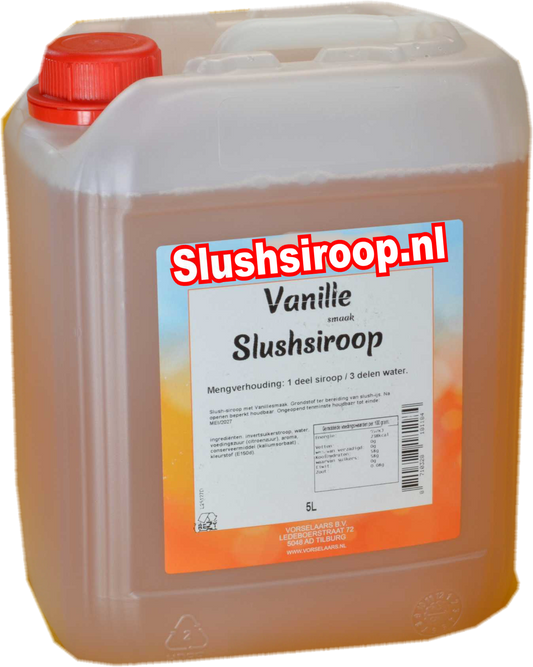 Slushsiroop VANILLE smaak - tank met 5 ltr - Vorselaars - Slushsiroop.nl