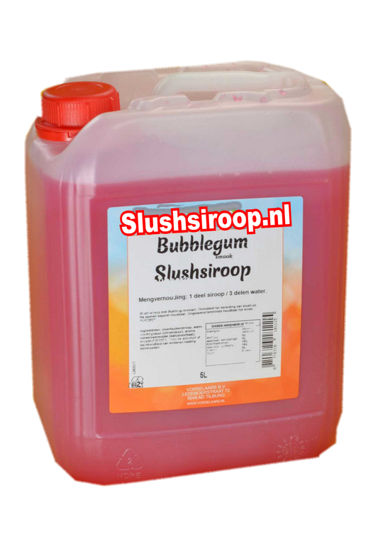 Slushsiroop BUBBLEGUM - tank met 5 ltr - Vorselaars - Slushsiroop.nl